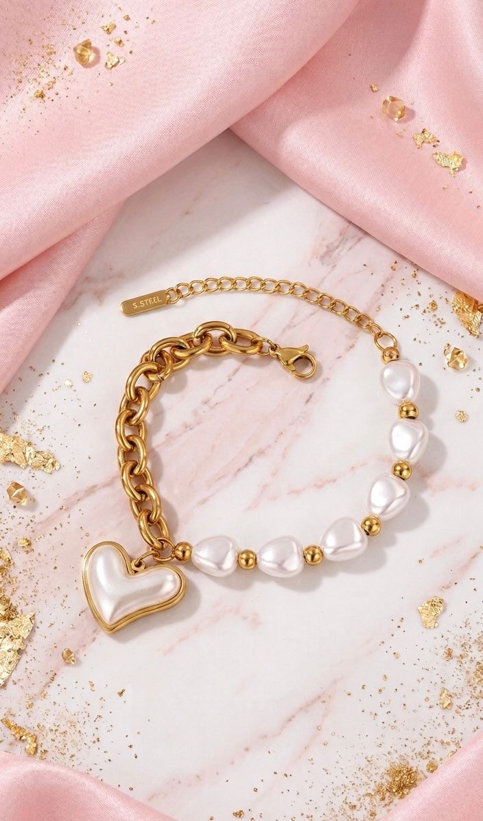 Pulsera perlas corazon
